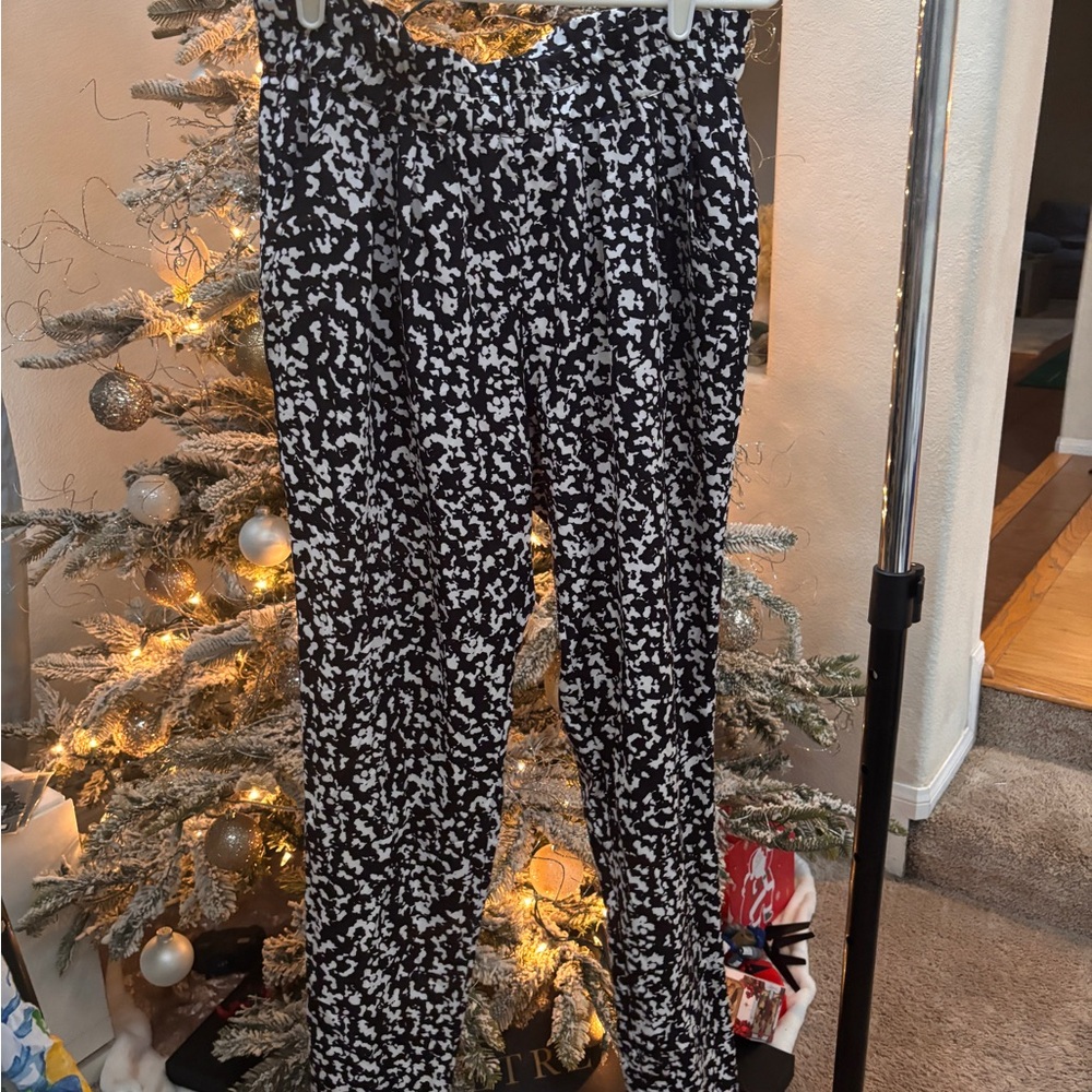 Mango Black and White Patterned Pants